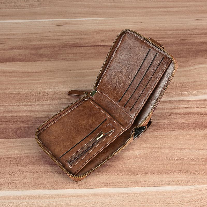 Leather Men’s Wallet Luxury Mens Purse Male Zipper Card Holders with Coin Pocket Wallets Gifts for Men Money Bag
