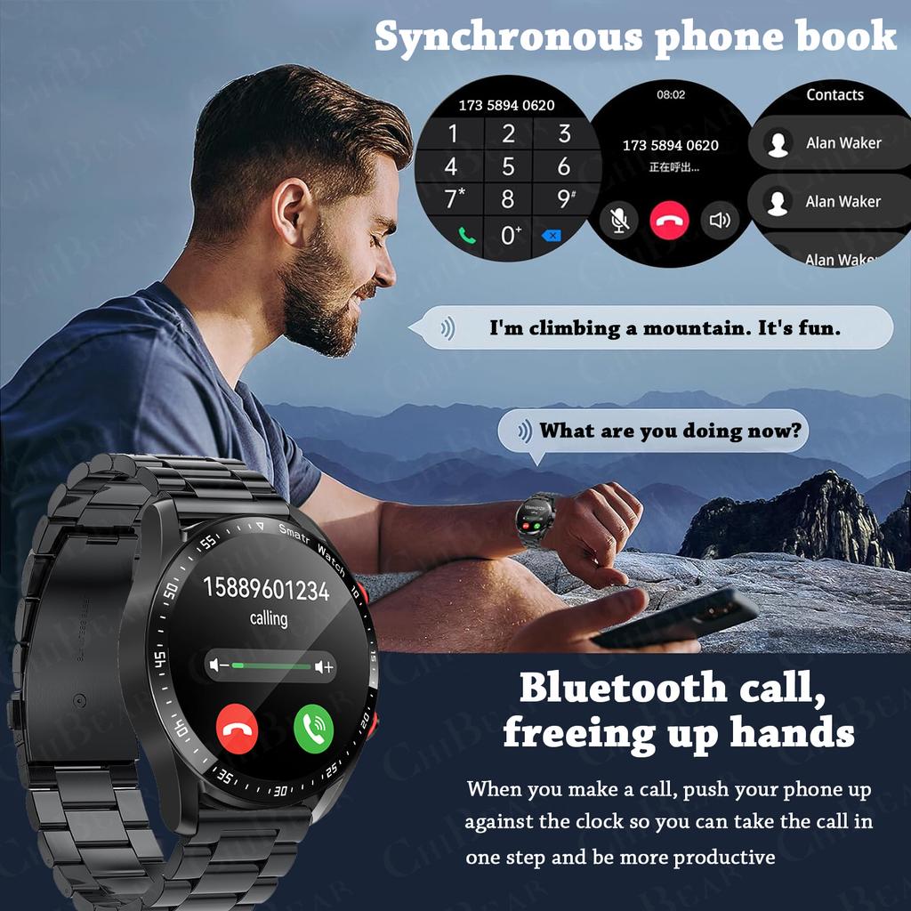 2025 New 1.5 inch Smart Watch Men Bluetooth Call Heart Rate ECG Health Fitness Sports Watch Waterproof Business Man Smartwatch