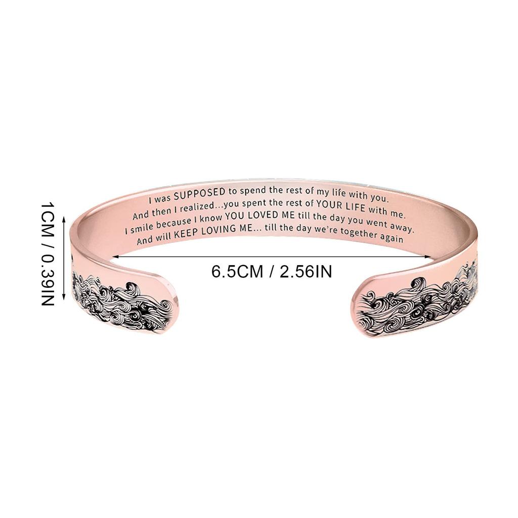 Bransoletka pamiątkowa dla mojego męża / krewnych ze stali nierdzewnej Bransoletka mankietowa z grawerowaną falą pamiątkową