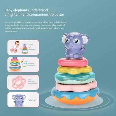 Children's Elephant Stacking Joy Tumbler Electric Toy Baby Puzzle Toy Fun Cash Register Toy Infant Early Education Toy Gift