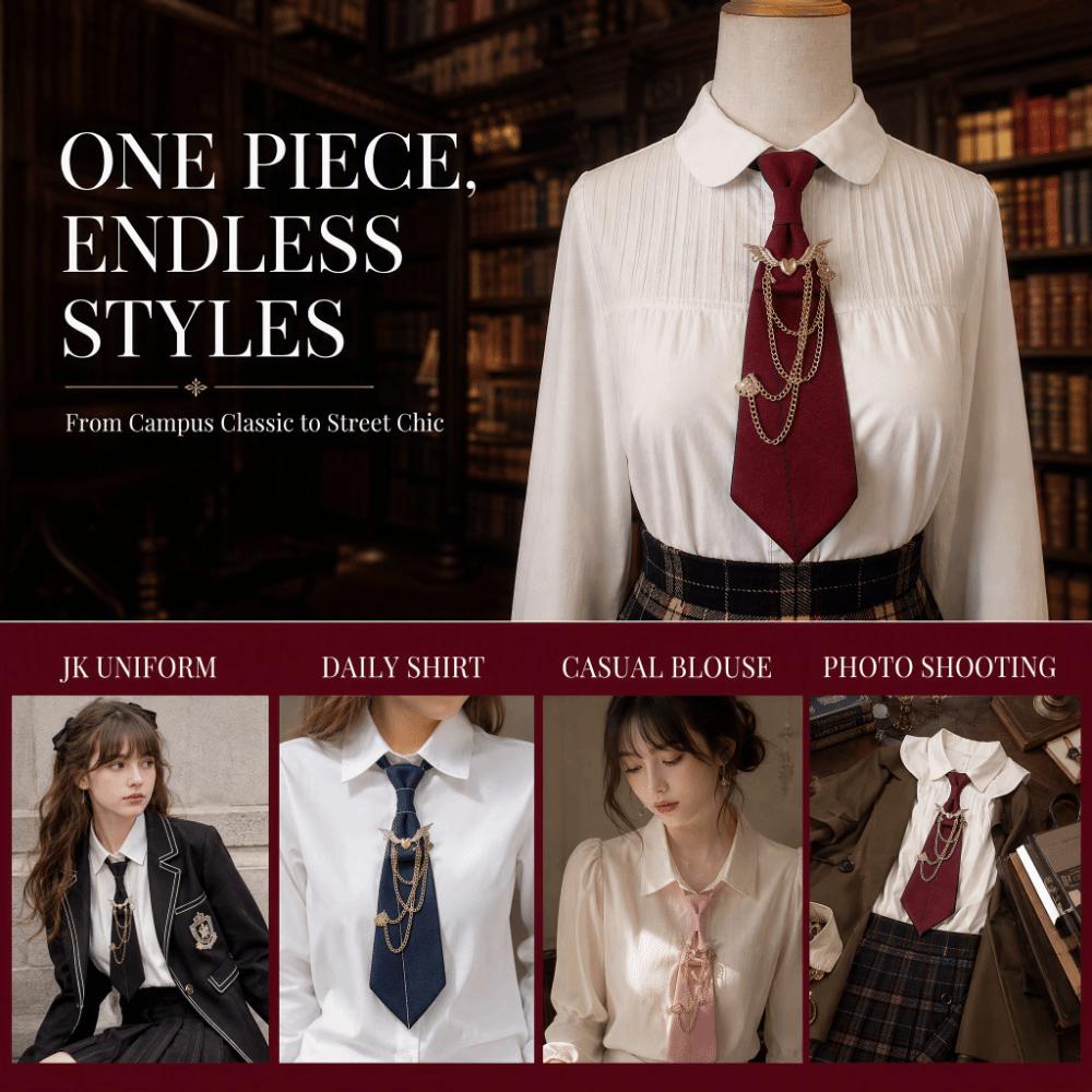 Polyester JK Collar Pin No Tie Needed Neck Ornament Fashion Chain Neck Accessory Shirt Match
