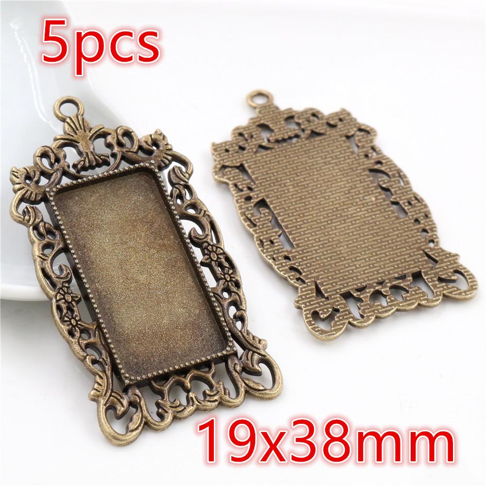 3-10pcs 18x25mm 19x38mm 25x50mm Inner Size Rectangle Pendant Cabochons Blank Base Setting Tray DIY Jewelry Making Accessories