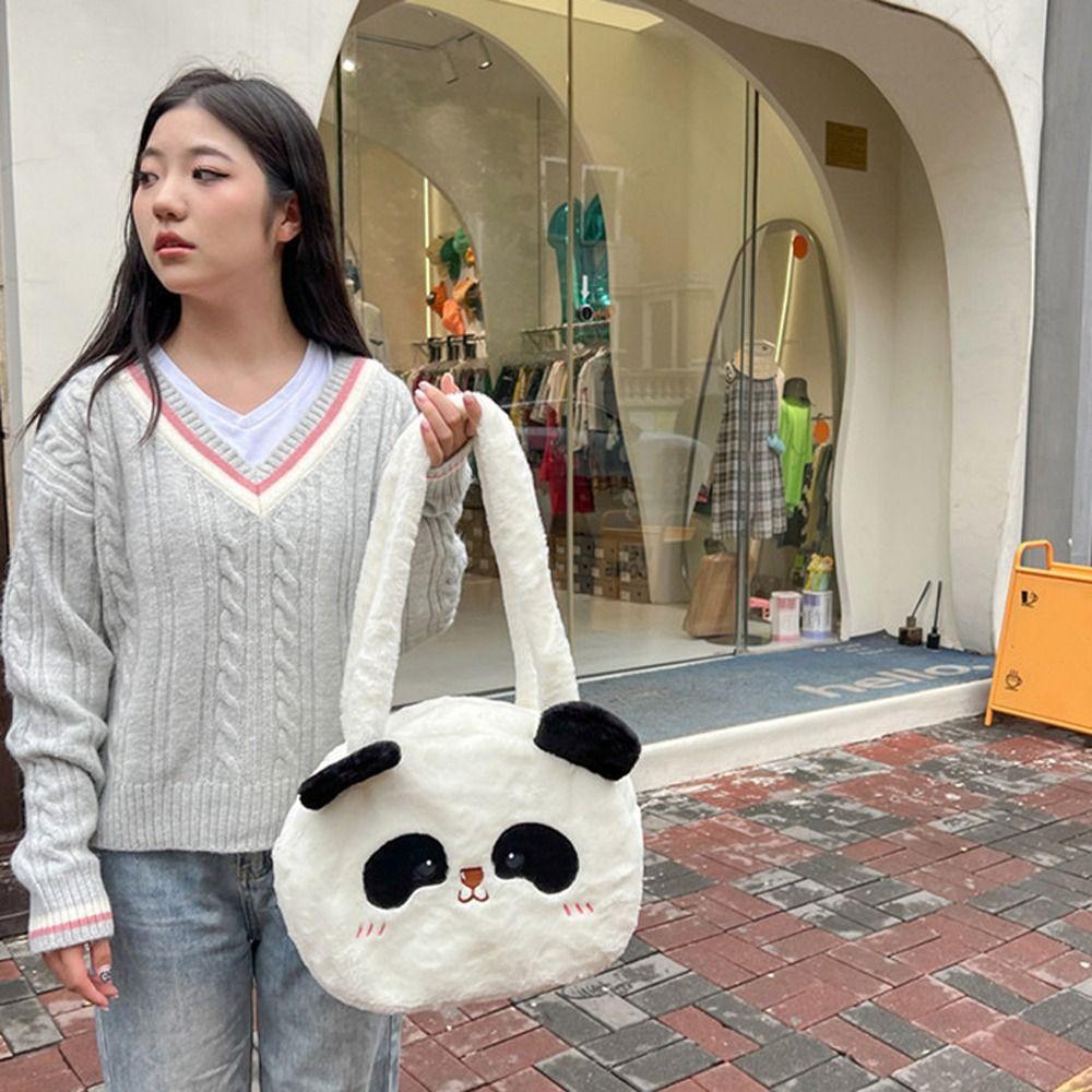 Animal Students School Bag Plush Cartoon Messaage Bag Adjustable Panda Backpack  Travel