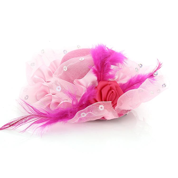 Girls' Performance Feather Flower Headpiece - Small Top Hat Hair Clip Accessory for Dresses