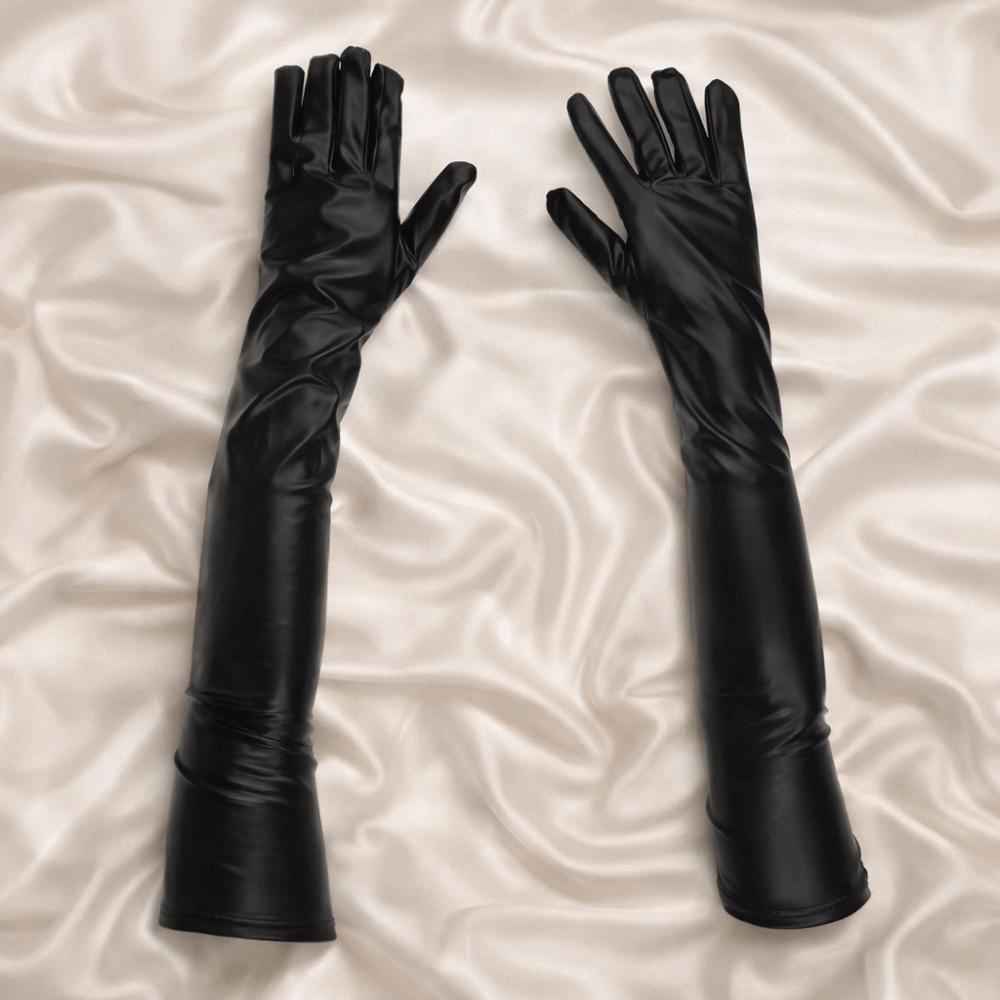 Black Clubwear Costumes Cosplay Accessory Leather Fetish Long Latex Gloves Adult Sexy