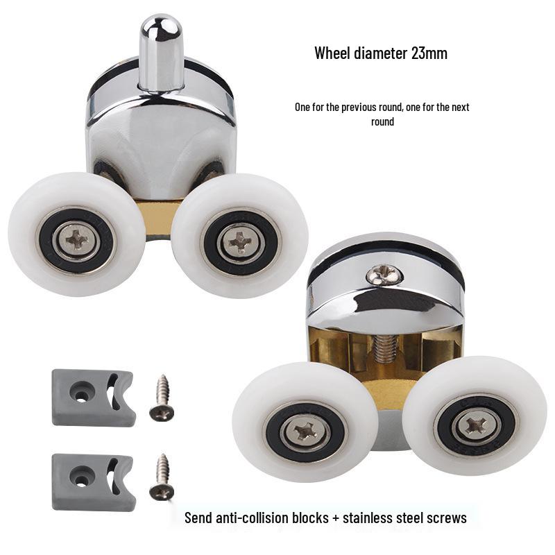 Vintage Glass Sliding Shower Door Double-Wheel Pulley Hardware Accessory Set