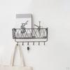 Bathroom Shelf, Kitchen Wall Spice Shelf with 6 Hooks & Rod Letter Tray