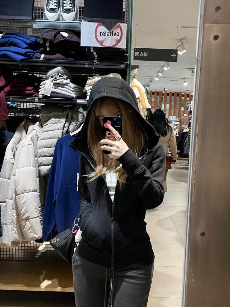 Lulu Original Embroidered Slim-Fit Scuba Jacket - Fleece-Lined Warm Yoga Casual Sports Top