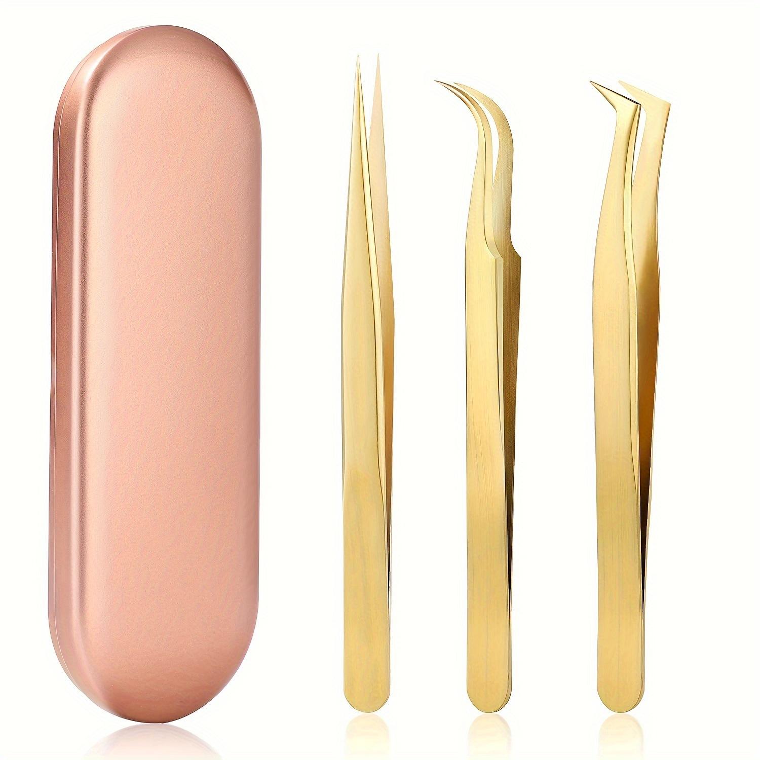 

3Pcs High Precision Lash Tweezers Set Stainless Steel Eyelash Tweezers for Classic Individual and Volume Lash Extensions Clip 3Pcs