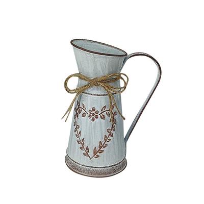 Vaso da Fiori Vintage in Ferro Fioriera Rustica Secchio per Fiori per Balcone Soggiorno Decorazione da Tavolo