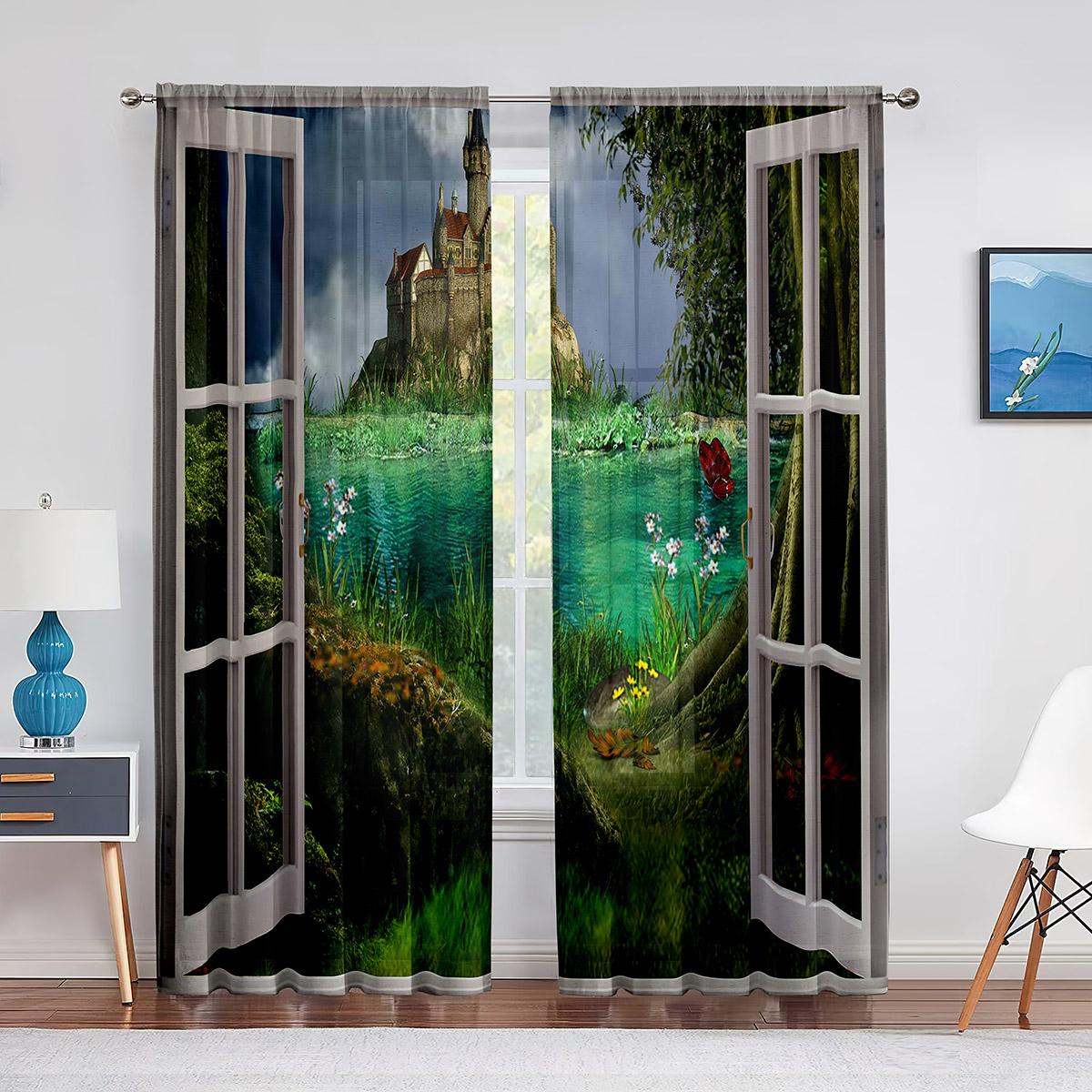 

Пляж Море Океан Закат Кортинас Окна Пейзаж Шторы для Гостиной Кухни Шторы для Окна Декор 2 шт. (W50cmxH130cm)x2&Grommet Top