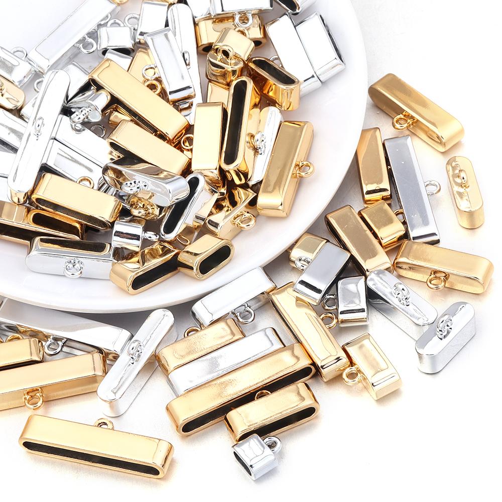 10pcs Alloy Metal End Caps Crimp Beads Clasp DIY Bracelet Necklace Flat Leather Cord End Clasps Connectors for Jewelry Making