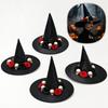 Black Satin Witch Hat for Halloween Costume Accessory