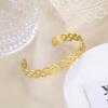 Stainless Steel Cuff Bracelet On Hand Women Geometric Flower Leaves Eye Adjustable Open Gold Bangle Jewelry