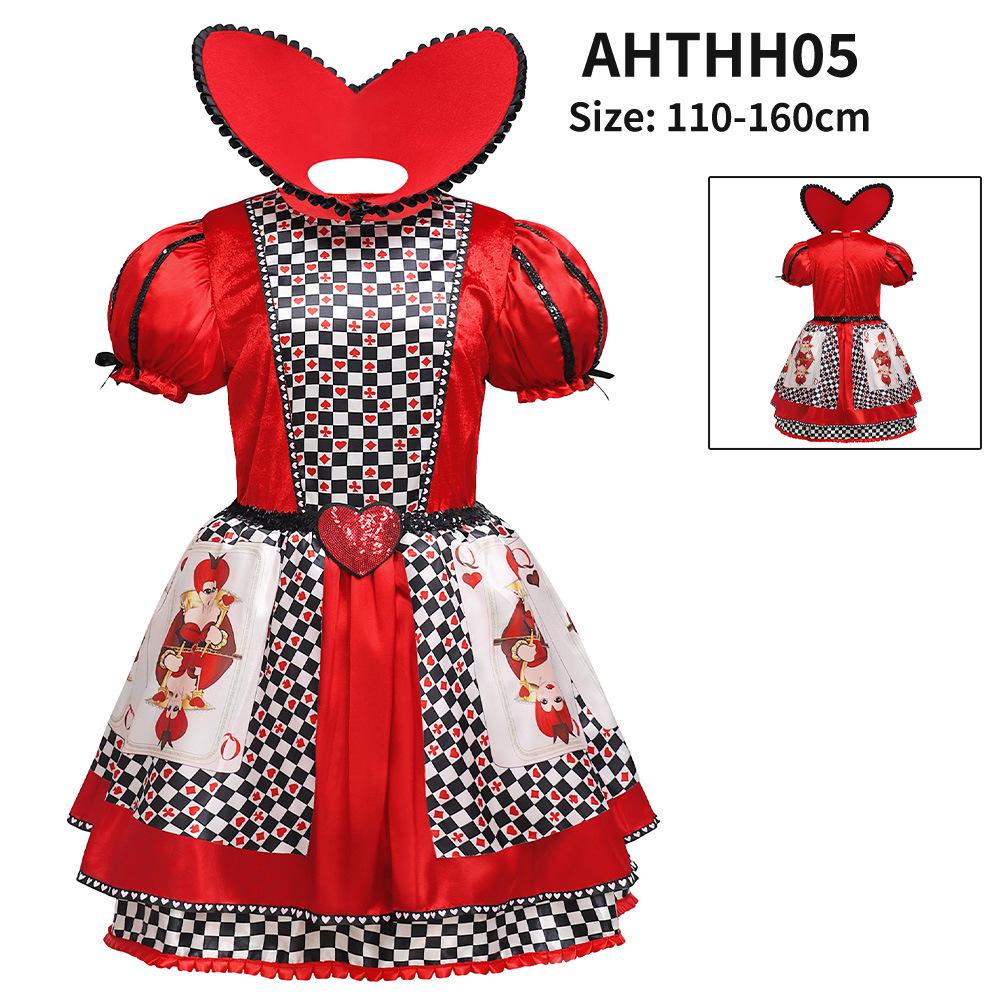 Queen of Hearts Girls’ Cosplay Dress for Alice In Wonderland Role-Playing