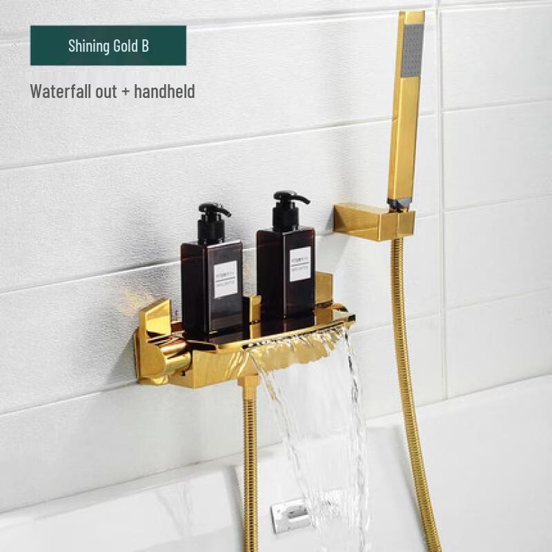Yipan Gold Dual-Function Wall-Mounted Bathtub Faucet