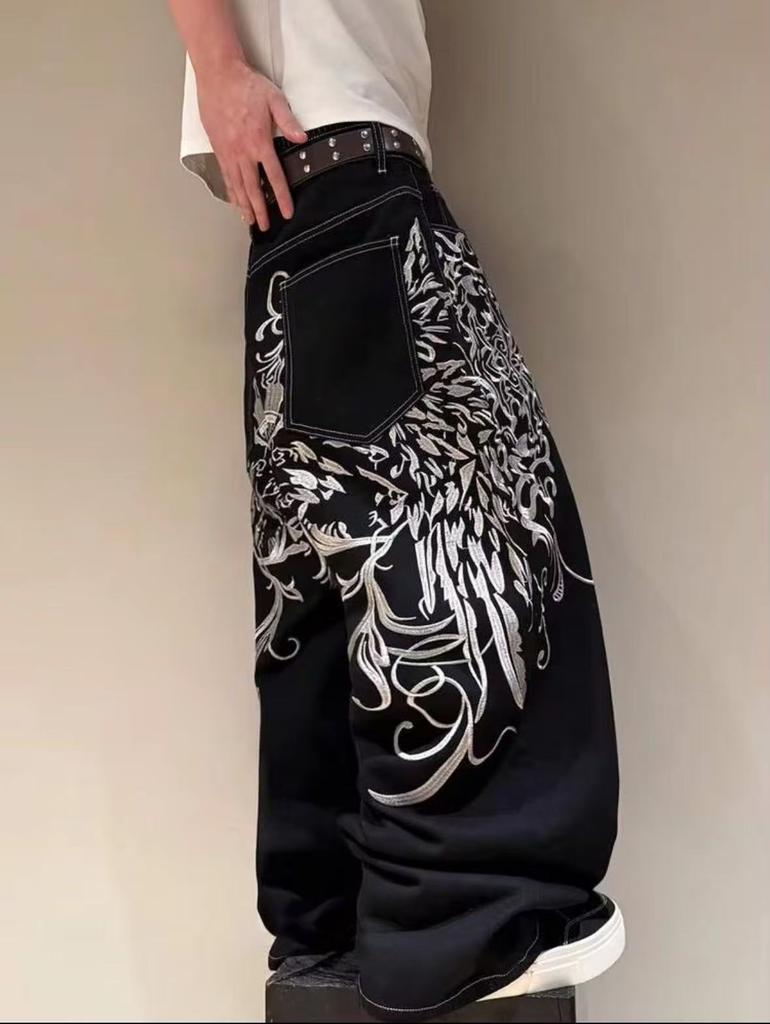 American Casual Jeans Men's Autumn Loose Straight Trendy Hip-hop Wide-leg Denim Trousers