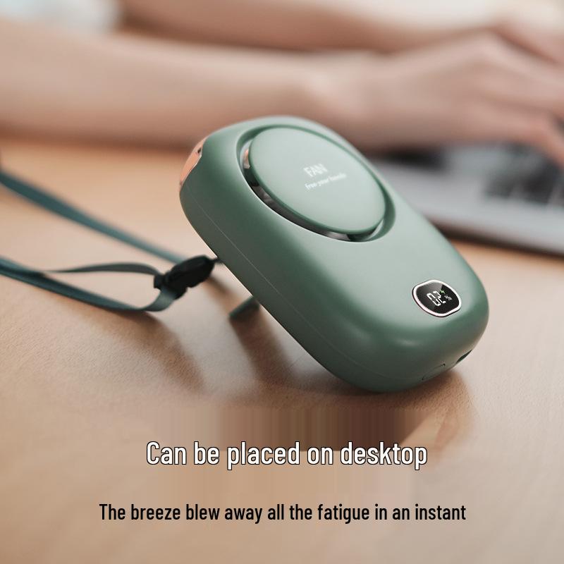 Portable USB Rechargeable Bladeless Fan with Clip and Digital Display for Neck or Waist