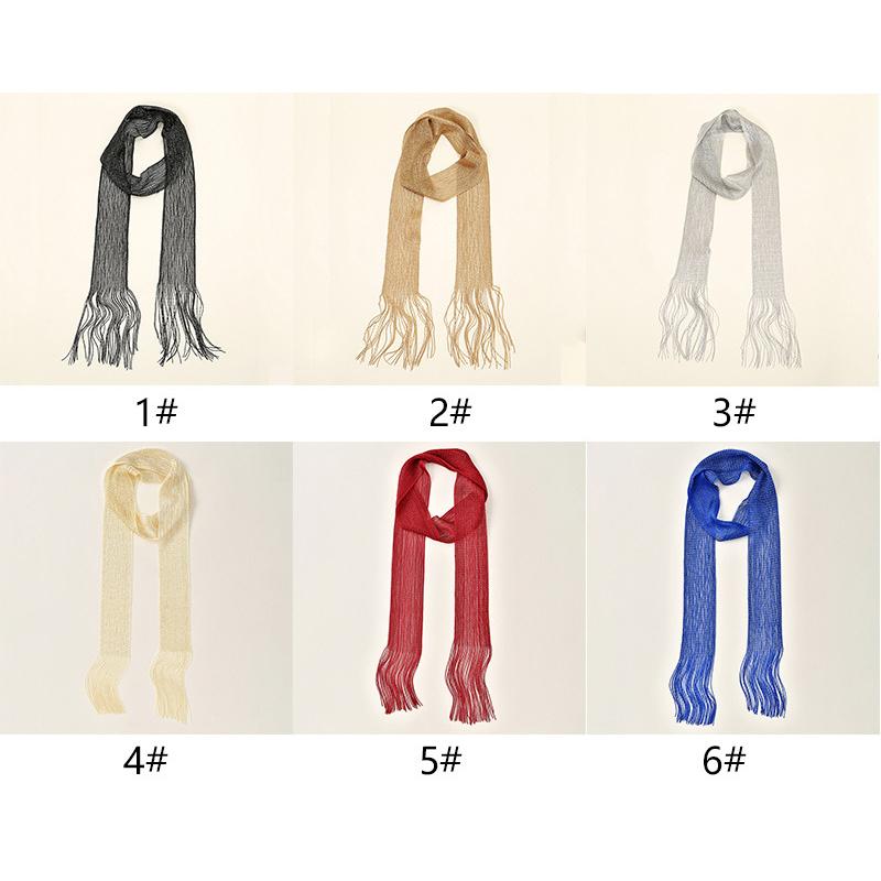 Professional Scarf Sunscreen Neck Shawl Gold Silver Bright Silk Scarves Lace Tassel Party Evening Dress Scarf For Women