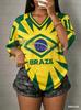 Fotbalový dres Brazílie Flag Football Dámské Pánské Sportovní Trička Vlajka Brazílie Street Nadměrná Velikost Fotbalové Dresy Unisex Ležérní Trička s Potiskem