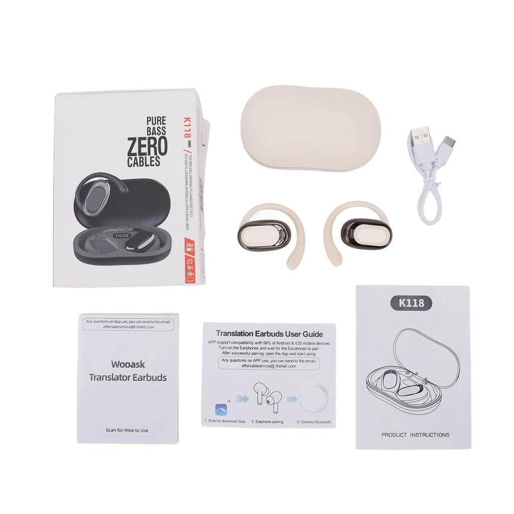 Language Translator Earbuds Wireless Earbuds 144 Languages Bluetooth 5.4 Phone Call for Business