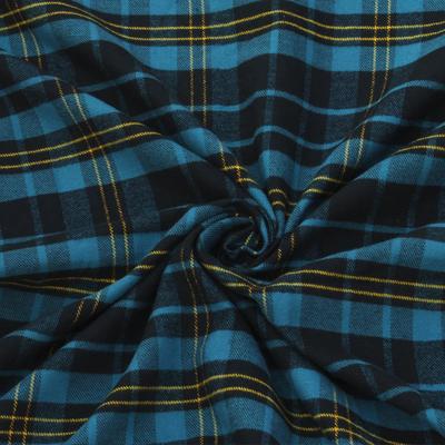 Unstitched Cotton Navy Blue Checkered Flannel Shirt Jackets Fabric Sewing Sold By Meter