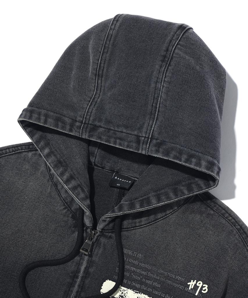 Annoyed Vintage Incision Denim Zip-Up Hoodie Lp1Ju037_Black