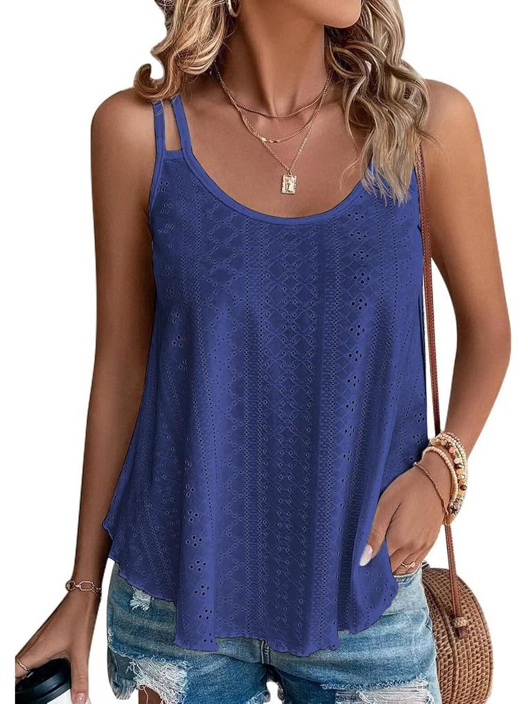 Women's Spaghetti Strap Sleeveless Tank Top - Loose Fit for Summer Vacation 2025