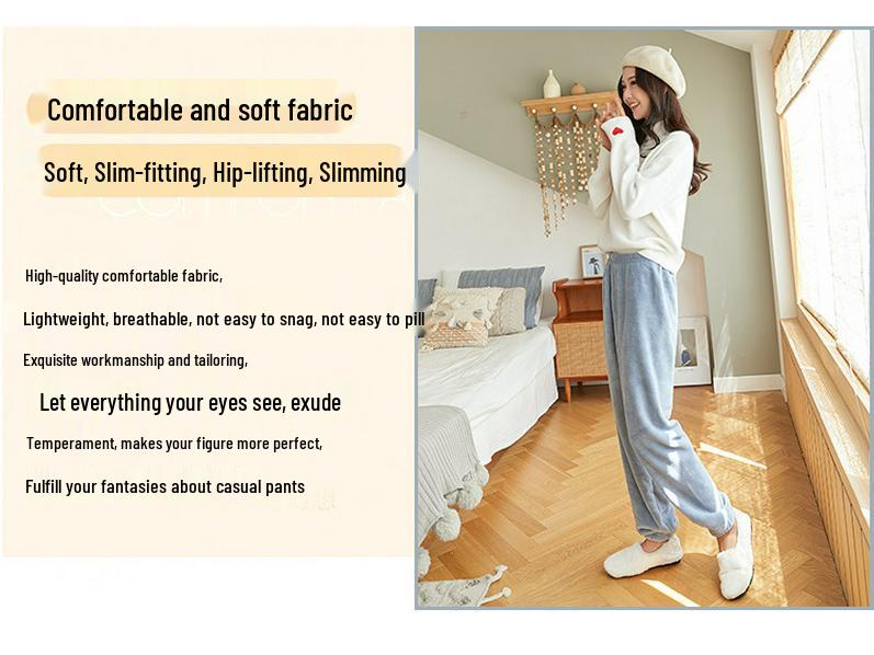 Jinhan Autumn/Winter Fairy Warm Fleece Pajama Pants - Thick, Loose, and Cozy for Home