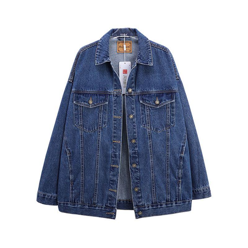 

Fashion Mid Length Long Length Loose Denim Jacket This Year Tide Blue M