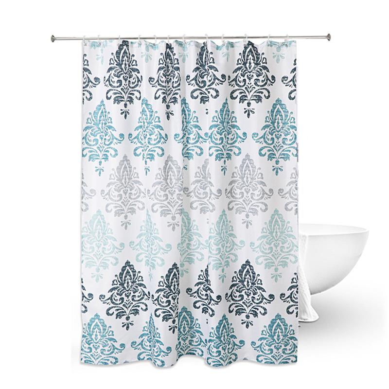 

European Geometric Print Shower Curtain Bathroom Polyester Shower Curtain Toilet Waterproof Curtain Corrugated Partition Curtain 180x180CM