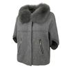 OFTBUY 2024 Herbst Winter Echt Fuchs Waschbär Pelz Kragen Mantel Gestrickte Pullover Frauen Kurzarm Jacke Dicke Warme