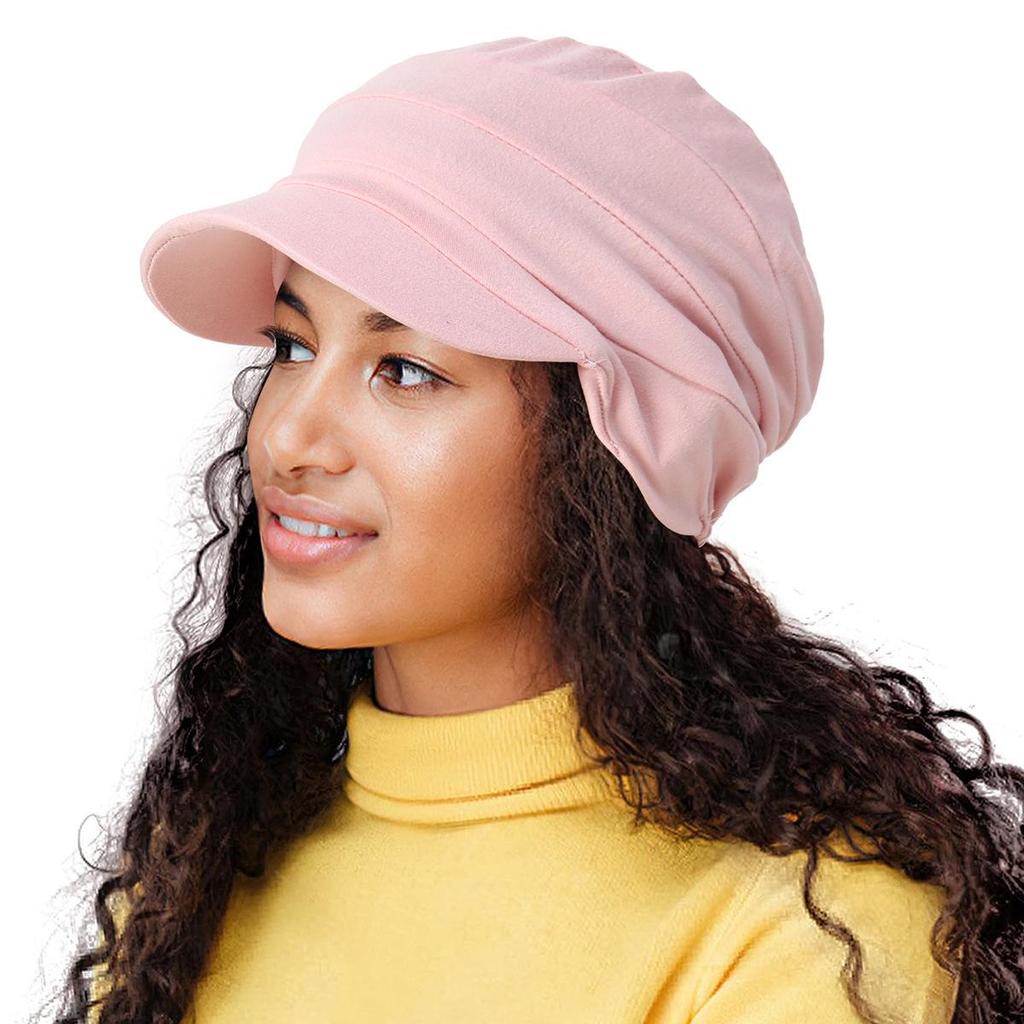 Solid Color Versatile Travel Headscarf Hat with Multicolor Brim