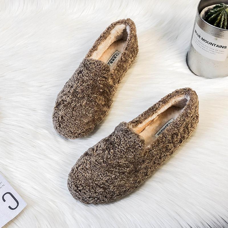 Fashion Big Size 34-43 Women Lambswool Moccasins Winter Wool Shoes Ladies Ballerinas Warm Fleece Loafers Femme Cold Proof Fur Flats 2025