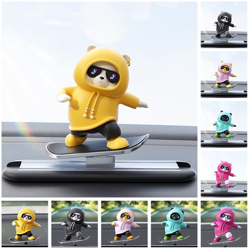 Cartoon Animal Car Interior Center Console Decoration Sliding Bear Dashboard Ornament Anime Auto Accessories 2024Creative Gifts