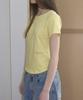 Nyuyogwogseu Embroidered Round Short Sleeve T-Shirt_Lemon