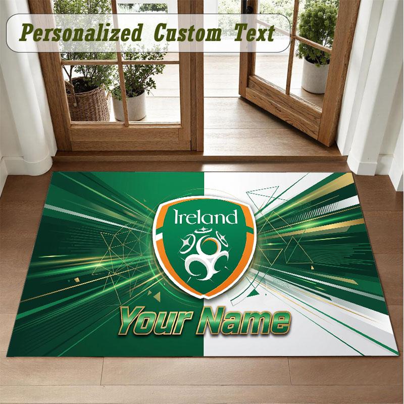 Crystal Velvet Square Rug Custom NameIreland Rugby Pattern Non Slip Home Floor Decor Rug