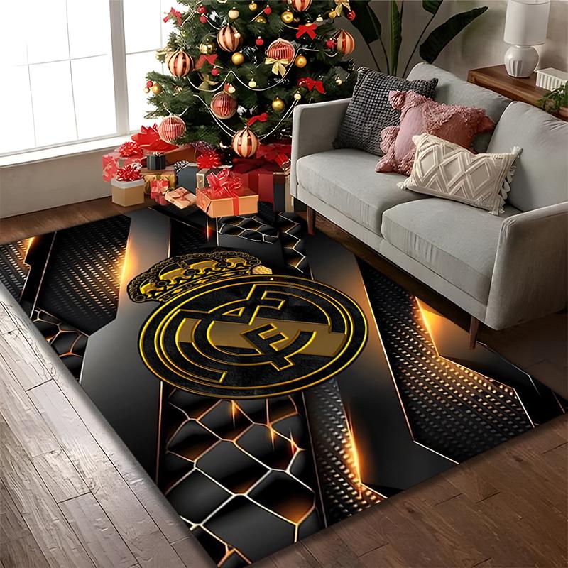Real Madrid Print Area Rug, Multi-functional Office Chair Sofa Carpet, Easy Clean Carpet for Home and Living Spaces