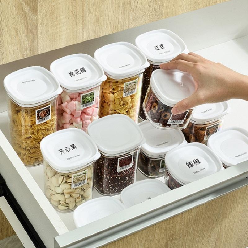 WBBOOMING Stapelbare, versiegelte Dosen aus Kunststoff, Aufbewahrungsbox für die Küche, 3 Kapazitäten, weißer Lebensmittelbehälter, Frischhalteboxen für den Heimgebrauch