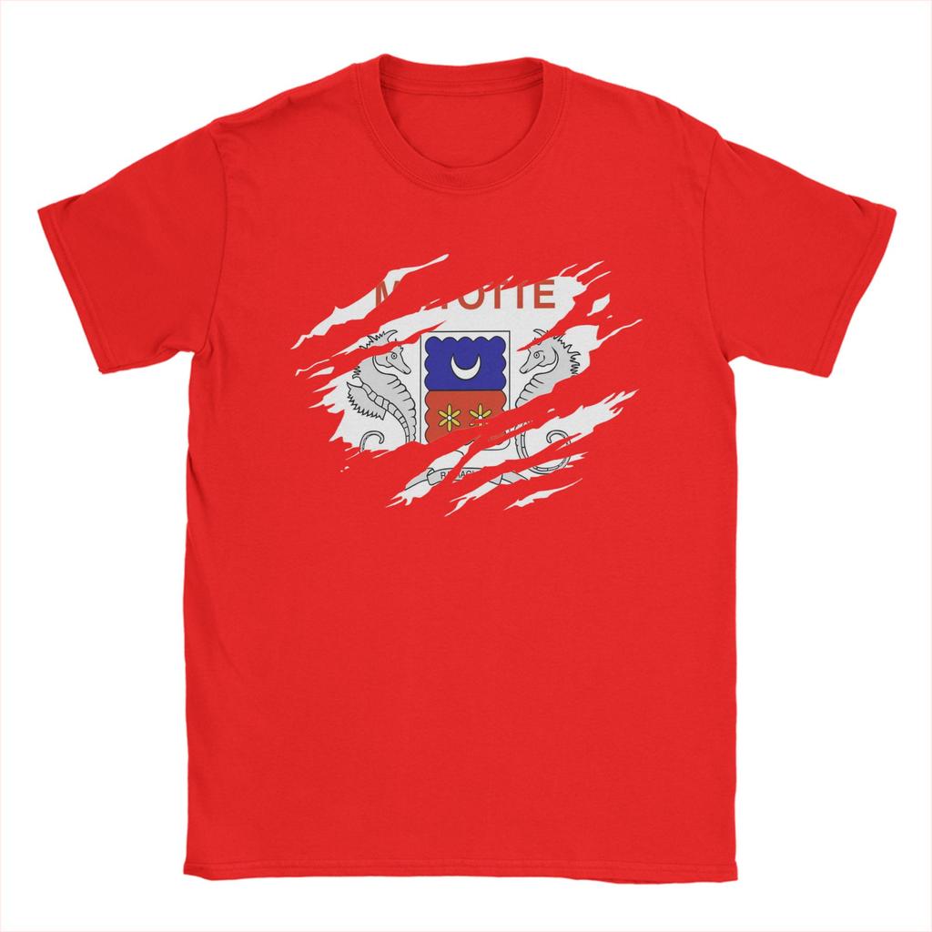 Mayotte Flagge T-Shirts Unisex 100% Baumwolle Neuheit T-Shirt Rundhals T-Shirts Kurzarm Kleidung Bedruckt