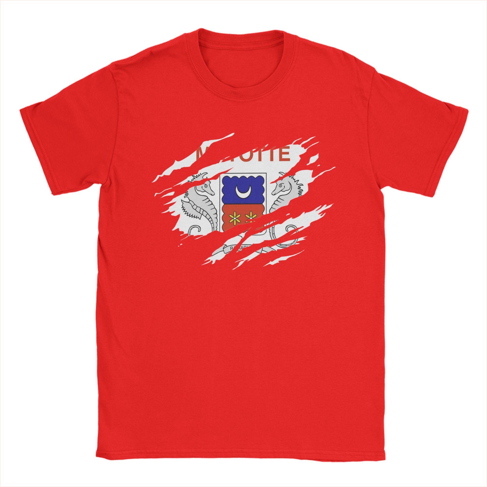 Mayotte flag T Shirts Unisexs 100 Cotton Novelty TShirt Crewneck Tees Short Sleeve Clothes Printed S