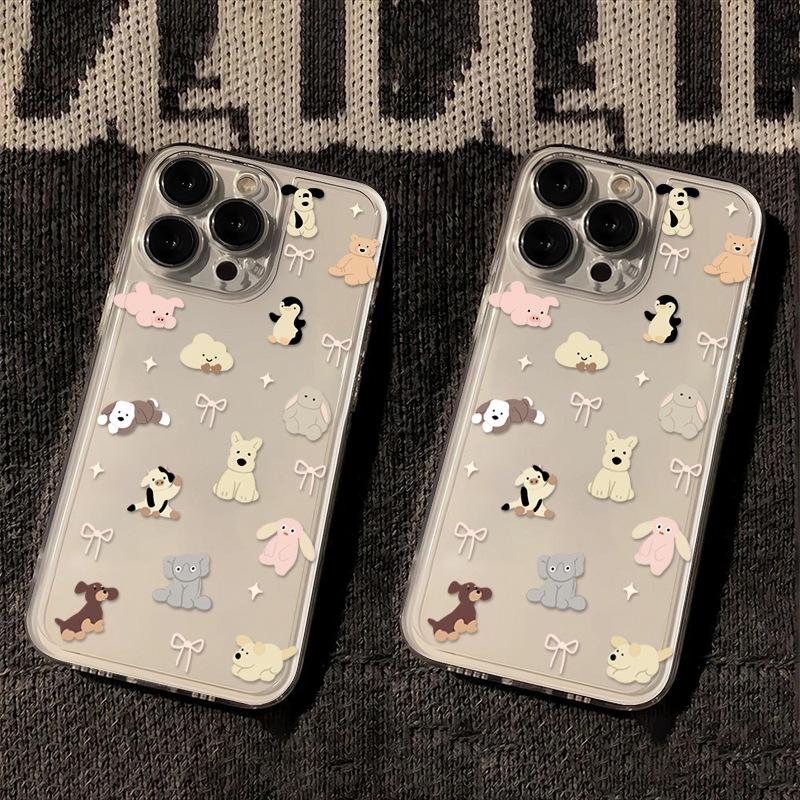 Cute Animal Graphic Phone Case For iPhone 17 16 15 11 12 14 13 Pro Max Mini X XS XR 7 Plus 16E Air Shockproof Soft Cover Fundas