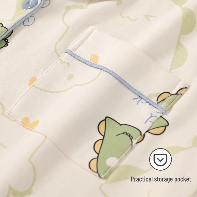 "Set de lounge din mătase de lapte pentru fete cu model dinozaur de desene animate, trei piese"