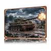 Tiger Tank Firing In Muddy Rain Personalized D Textured Metal Poster Wall Art Tinplate Sign for Home Decor Accessories House