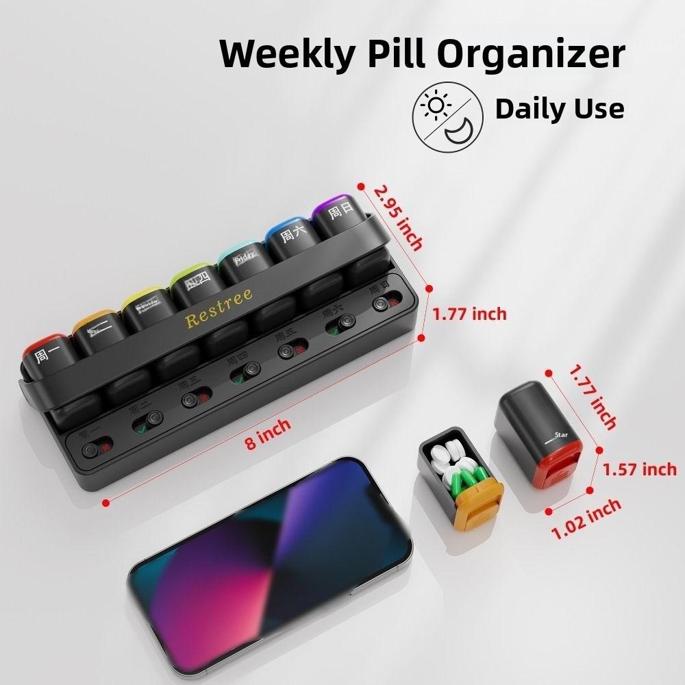 7-Grid Medicine Storage Box Sealed Weekly Pill Case Convenient Daily Pill Box  Household