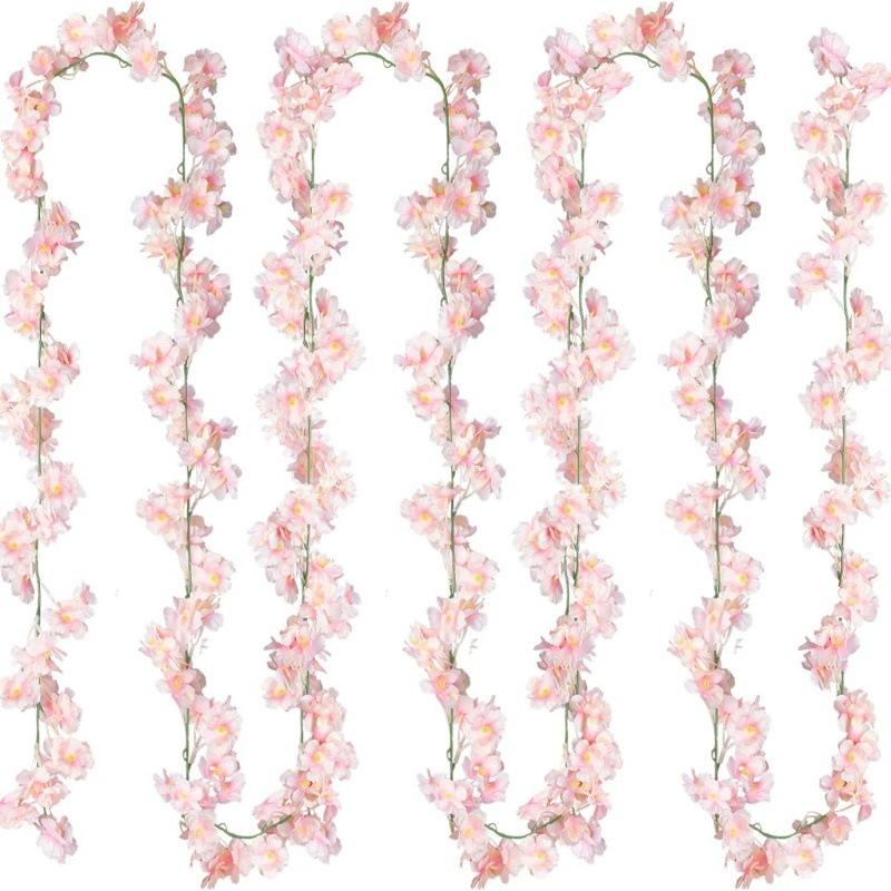 180m Artificial Sakura Wisteria Vine Realistic Fake Flower Garland for Pipe Concealment Wall Decoration Wedding Party Decor