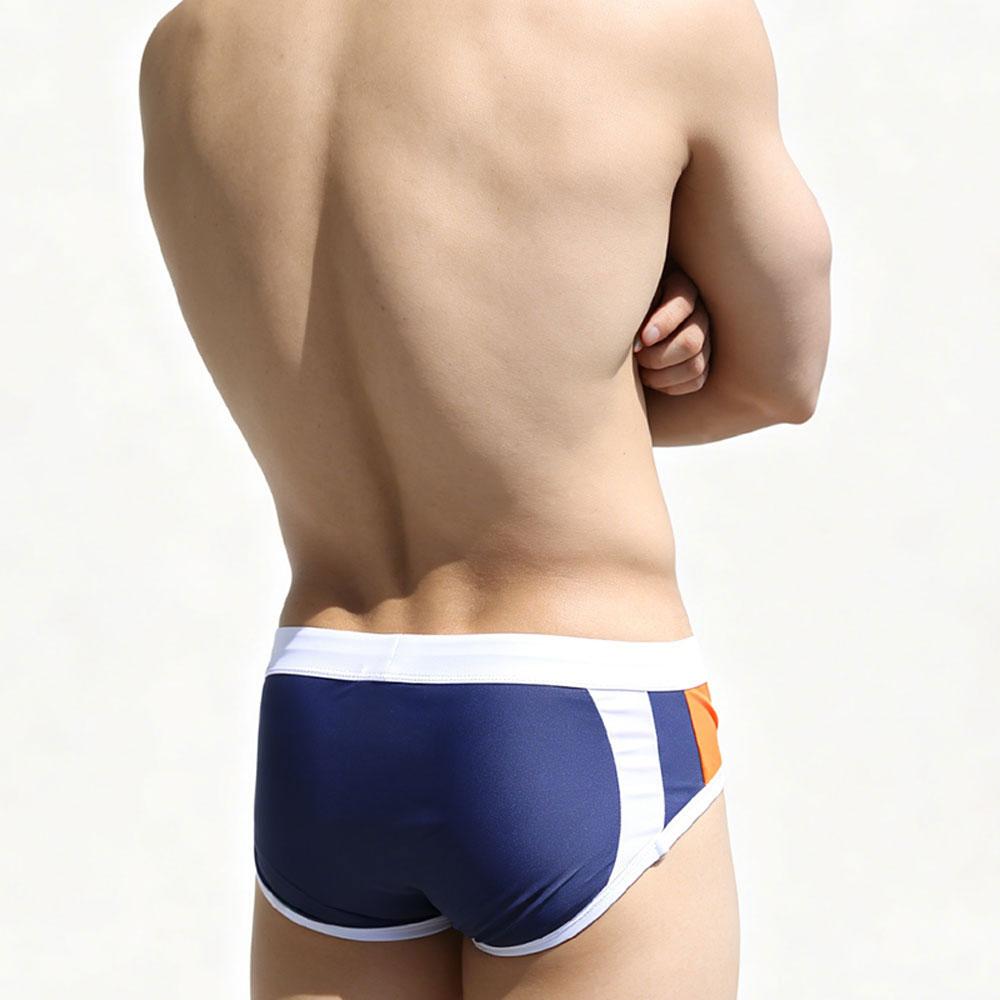 Heren Laag Uitgesneden Zwembroek Nylon Mesh Paneel Sneldrogend Elastische Contour Zakje Sexy Kleurblok Zwemkleding Voor Mannen