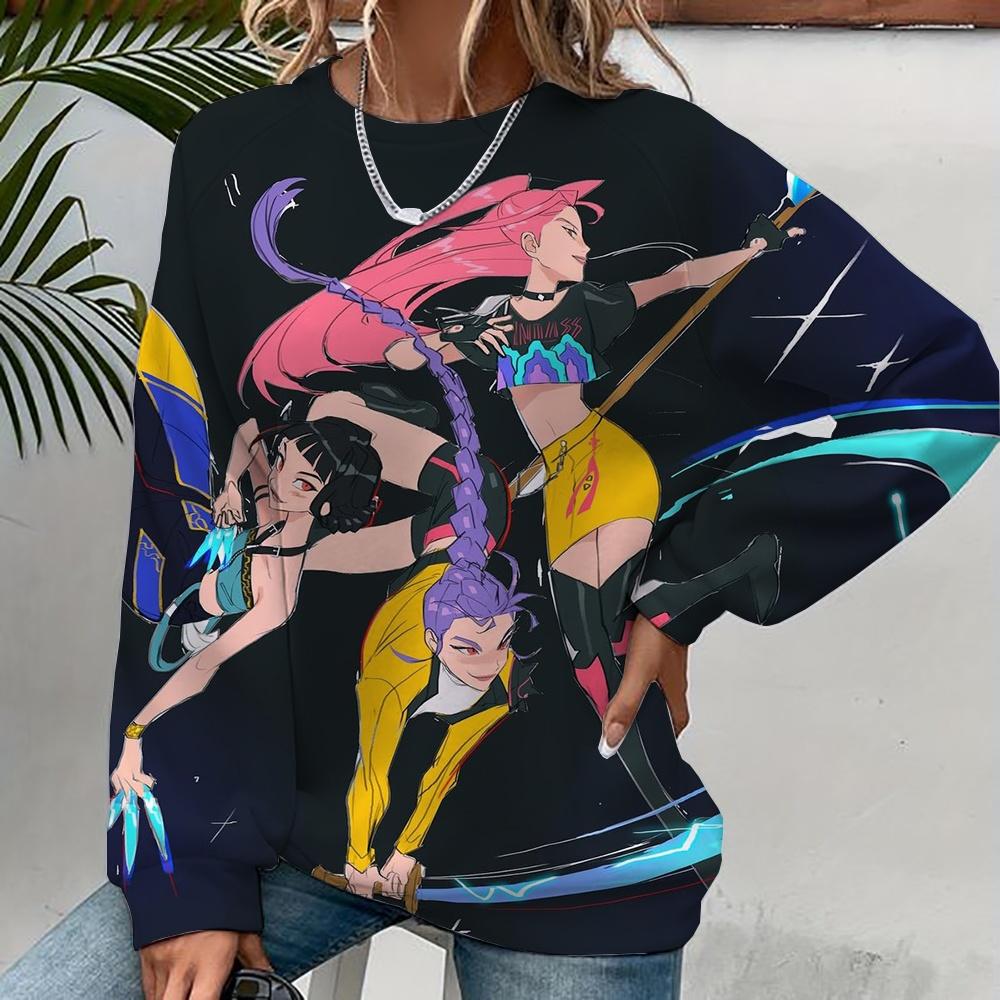 Modă Nouă Mânecă Lungă Gât Rotund Anime K-Pop Vânătorii de Demoni Hanorac Imprimat Sweatshirt Street Wear Femei Sweatshirt Huntrix Kpop