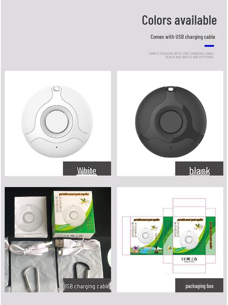 Portable USB-Charged Ultrasonic Mosquito Repellent Buckle for Outdoor Use