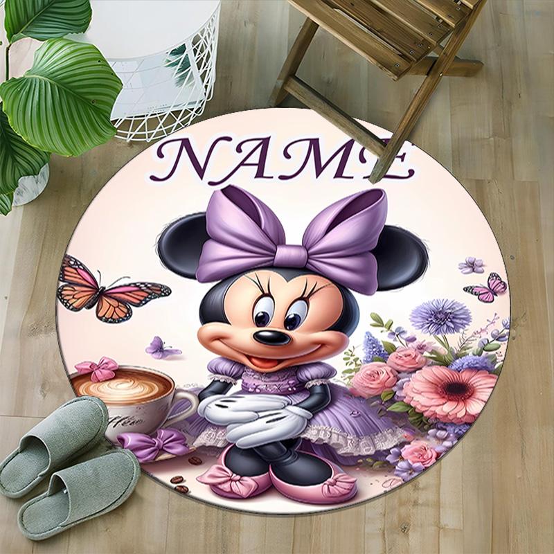 Customizable Minnie (18) Round Non-Slip Carpet - Ideal for Garden, Picnic, Office, Perfect for Decoration, Suitable For All Seasons